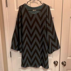 Green/Black Chevron Dress